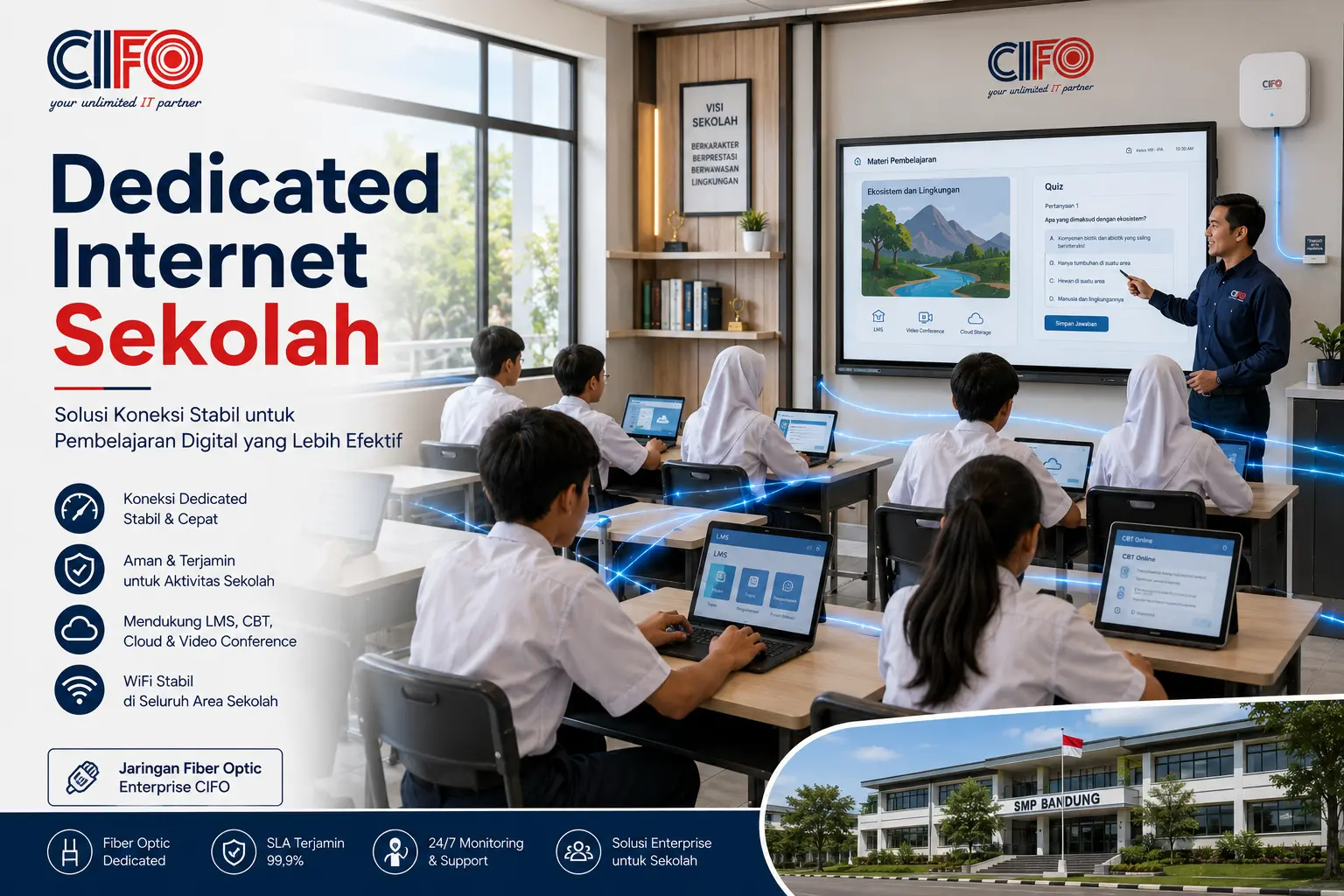Dedicated internet sekolah menggunakan jaringan fiber optic CIFO