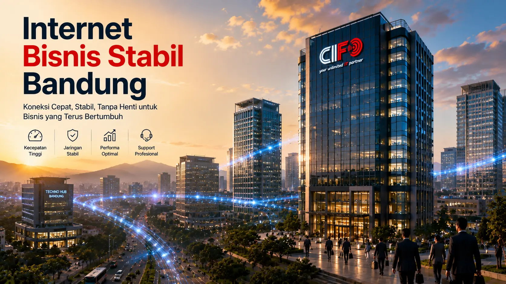 Internet Bisnis Stabil Bandung dari CIFO mendukung produktivitas perusahaan dengan koneksi fiber optik yang andal.