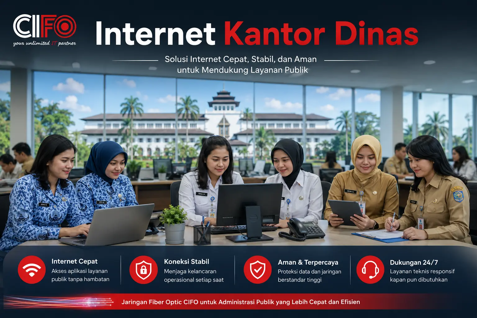 Internet kantor dinas menggunakan jaringan fiber optic