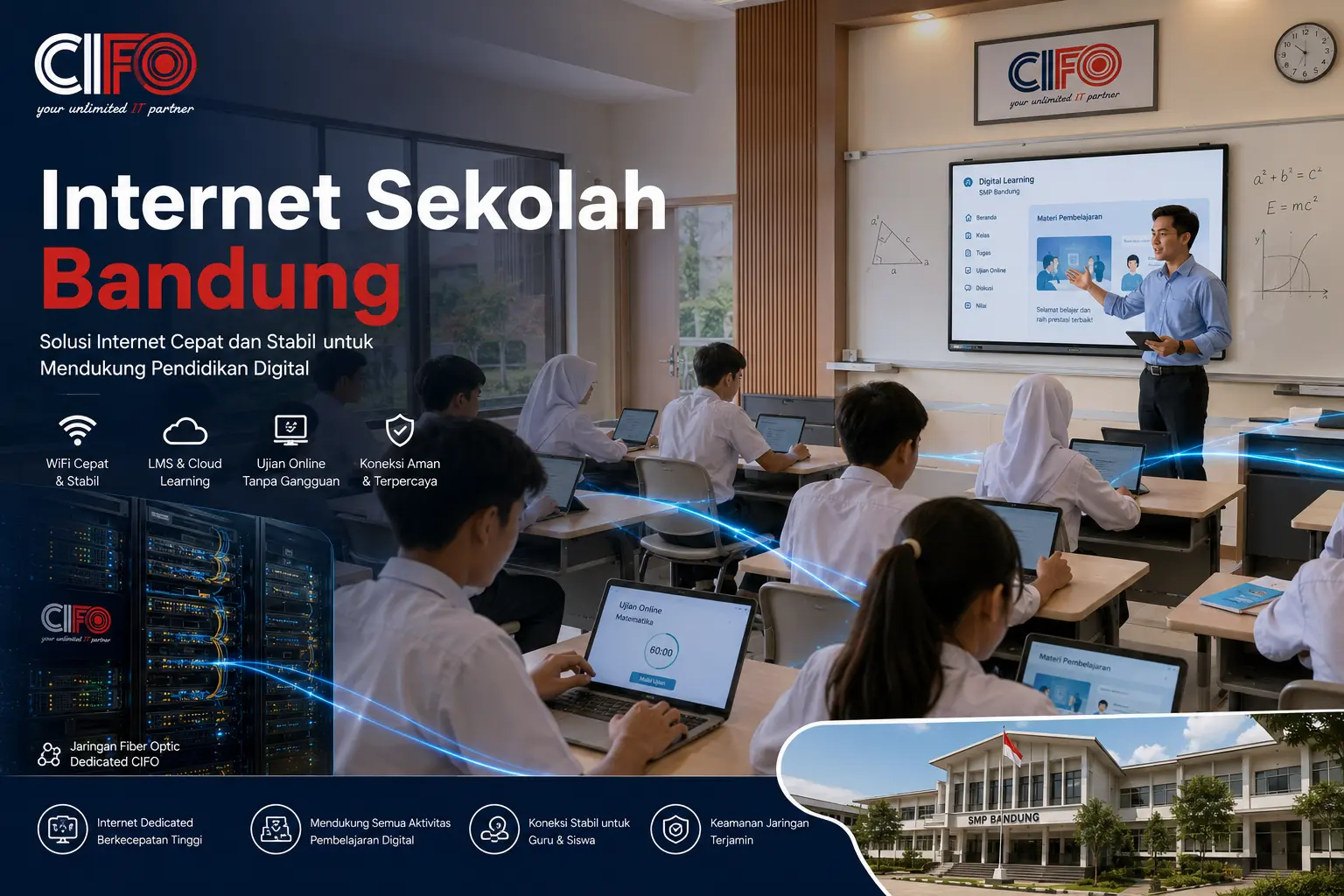 Internet sekolah Bandung menggunakan jaringan fiber optic CIFO.